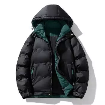 Зимнее американское ретро теплое пальто мужская модная повседневная куртка с капюшоном на хлопковой подкладке M чёрный