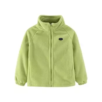 Зимнее детское флисовое пальто для мальчиков и девочек, однотонное повседневное пальто 110 зелёный