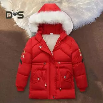 Зимнее детское пальто с карманами и капюшоном, ветрозащитное зимнее пальто, толстый утепленный флисовый комбинезон на молнии из хлопка для активного отдыха на свежем воздухе 130cm чёрный