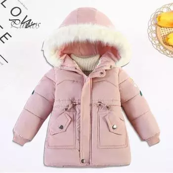 Зимнее детское пальто с карманами и капюшоном, ветрозащитное зимнее пальто, толстый утепленный флисовый комбинезон на молнии из хлопка для активного отдыха на свежем воздухе 130cm чёрный