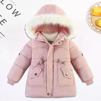 Зимнее детское пальто Yousheng с карманами и капюшоном, ветрозащитное зимнее пальто с толстой подкладкой из флиса, застегивающееся на молнию, хлопковый зимний комбинезон для активного отдыха на свежем воздухе 130cm чёрный