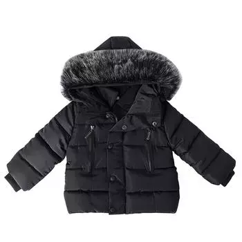 Зимнее детское утепленное пуховое пальто ThermoPlume 100 чёрный