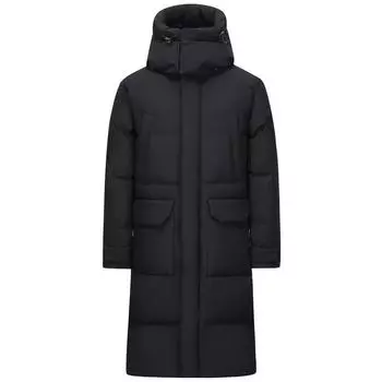 Зимнее длинное пуховое пальто унисекс для мужчин и женщин, пальто высокого качества, модные черные куртки-пуховики с капюшоном, толстые теплые зимние парки S чёрный