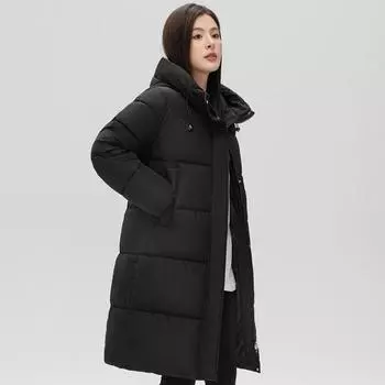 Зимнее длинное стеганое пальто женское новое корейское стильное женское зимнее парковое пальто с капюшоном модное толстое теплое пальто на молнии XL