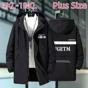 Зимнее хлопковое пальто больших размеров, Мужская Свободная хлопковая куртка среднего размера средней длины, 4XL-10XL 10XL чёрный