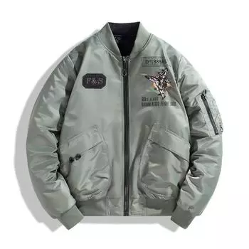 Зимнее хлопковое пальто для летчиков, бейсбольный воротник, куртка-авиатор, свободная версия, вышитое пальто L
