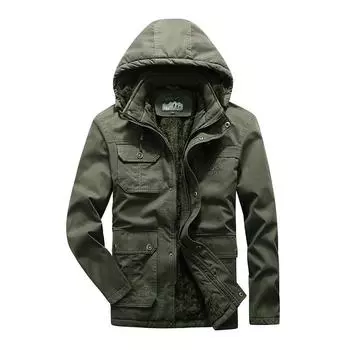 Зимнее хлопковое пальто для мужчин больших размеров, повседневная свободная хлопковая куртка для мужчин среднего возраста, утолщенное бархатное теплое пальто для папы L