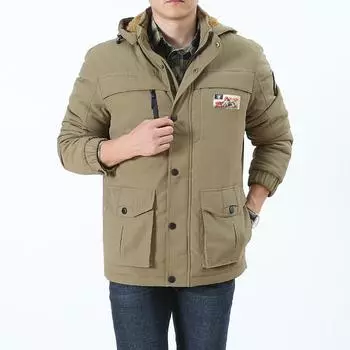 Зимнее хлопковое пальто для мужчин с капюшоном Мужское хлопковое пальто Свободное повседневное хлопковое пальто для мужчин M