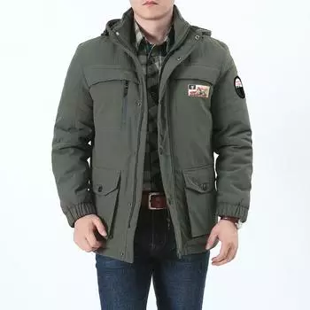 Зимнее хлопковое пальто для мужчин с капюшоном Мужское хлопковое пальто Свободное повседневное хлопковое пальто для мужчин M