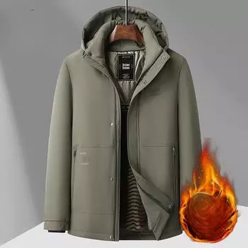 Зимнее хлопковое пальто для папы, мужская утепленная бархатная шапка, съемная подкладка, хлопковое пальто для людей среднего возраста L