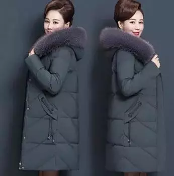 Зимнее хлопковое пальто для женщин среднего возраста, пуховики для мам, женские зимние куртки с хлопковой подкладкой, теплые толстые парки XXXXL чёрный