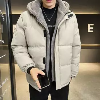 Зимнее хлопковое пальто мужское с капюшоном на пуху повседневное теплое хлопковое пальто мужское пальто 8XL чёрный