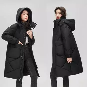 Зимнее хлопковое пальто, новое модное пуховое хлопковое пальто, утолщенное большое пальто, хлопковое пальто с приливом M серый