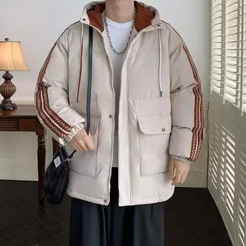 Зимнее хлопковое пальто с капюшоном, мужское утолщенное пальто больших размеров из хлопка, молодежная рабочая одежда, хлопковая куртка для защиты от холода и сохранения тепла M