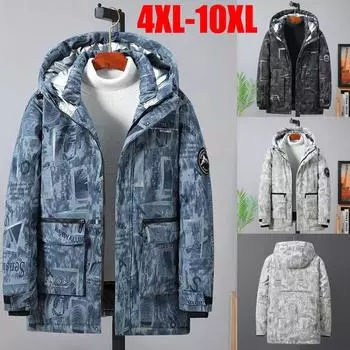 Зимнее камуфляжное хлопковое пальто больших размеров для толстого мужчины, свободная рабочая одежда больших размеров, хлопковая куртка 4X ~ 10XL 10XL белый