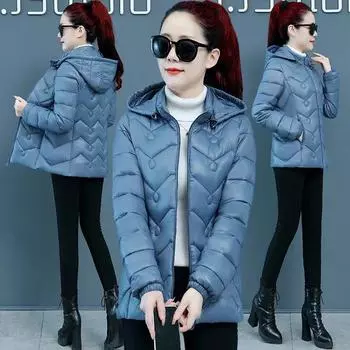 Зимнее короткое женское хлопковое пальто, корейская версия, приталенное, тонкое, с капюшоном, утолщенное, большое, в западном стиле, женское хлопковое пальто, пальто XXXXXXL