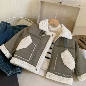 Зимнее меховое цельнокроеное теплое пальто для мальчиков для детей маленького и среднего роста 90cm зелёный