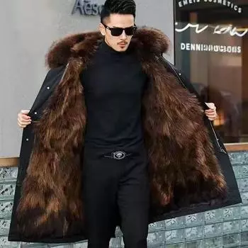 Зимнее меховое пальто мужское пальто средней длины Parker Jacket съемная куртка Gall XS