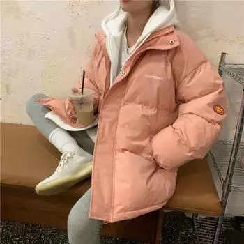 Зимнее модное женское хлопковое пальто свободного кроя и модного дизайна S розовый
