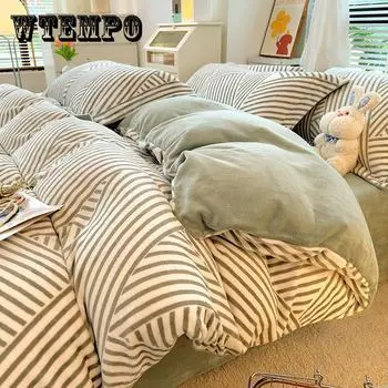 Зимнее молочное бархатное 4 предмета, скандинавское бархатное коралловое бархатное пододеяльник, фланелевая простыня, пододеяльник 1.5M(4pcs)