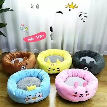 Зимнее мультяшное милое теплое гнездо для кошек, яйцо, тарталетка, плюс бархатное утолщенное круглое гнездо, гнездо для котят, мультяшное гнездо для домашних животных S