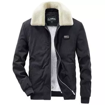 Зимнее мужское хлопковое пальто с боковыми карманами, хлопковое молодежное однотонное вельветовое повседневное пальто из бархата и хлопка для мужчин M