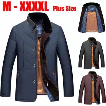 Зимнее мужское хлопковое пальто с меховым воротником для людей среднего и старшего возраста, утепленное и теплое бархатное короткое хлопковое пальто M-4XL 4XL темно-синий