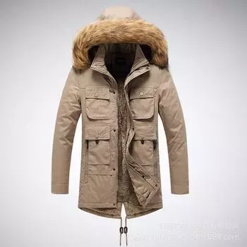 Зимнее мужское хлопковое пальто средней длины, кардиган, модное пальто с капюшоном и воротником-стойкой, хлопковое пальто, куртка, мужская одежда L