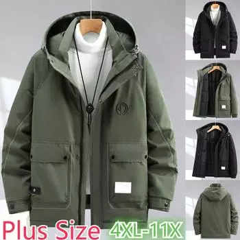 Зимнее мужское хлопковое пальто, утолщенное мужское пальто больших размеров, мужская одежда больших размеров 4XL-11XL 11XL чёрный