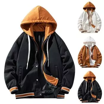 Зимнее мужское пальто из двух частей с капюшоном на молнии, утепленное теплое пальто XXXL белый