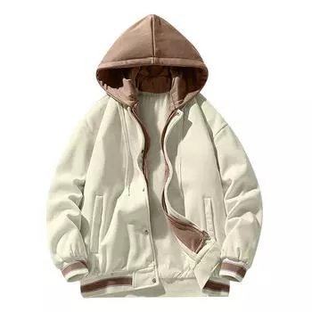 Зимнее мужское пальто из двух частей с капюшоном на молнии, утепленное теплое пальто XXXL белый