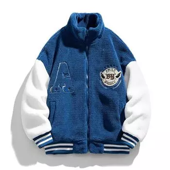 Зимнее мужское пальто из зернистого флиса с воротником-стойкой, повседневная куртка из овечьего флиса для пары, хлопковая стеганая куртка M коричневый