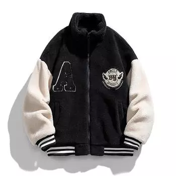 Зимнее мужское пальто из зернистого флиса с воротником-стойкой, повседневная куртка из овечьего флиса для пары, хлопковая стеганая куртка M коричневый