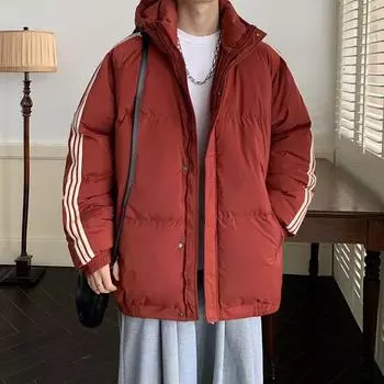 Зимнее мужское пальто на хлопковой подкладке, модное свободное короткое утепленное пальто, куртка на хлопковой подкладке для молодых пар, корейский вариант мужского пальто-хлеба M