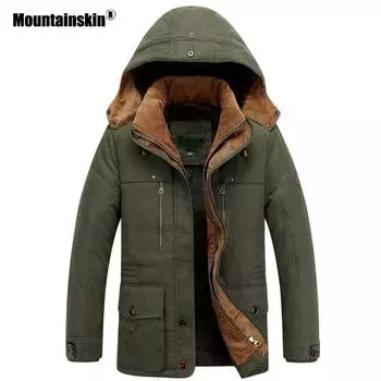 Зимнее мужское пальто-паркер, мужские флисовые теплые толстые куртки, ветрозащитное повседневное пальто, мужская брендовая одежда 6xl темные хаки