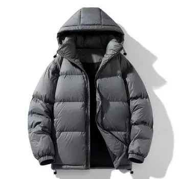 Зимнее мужское пальто с капюшоном из 90% белого утиного пуха, модные теплые пуховики, повседневная верхняя одежда M чёрный