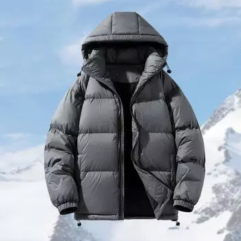 Зимнее мужское пальто с капюшоном из белого утиного пуха, модные теплые пуховики, повседневная зимняя мужская утепленная зимняя куртка XXXXL чёрный