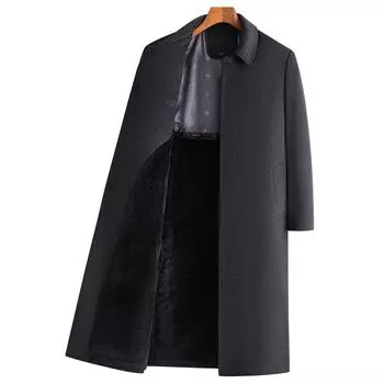 Зимнее мужское пальто-тренч с лацканами выше колена, деловое повседневное флисовое утолщенное шерстяное пальто, куртка 170