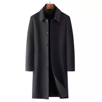 Зимнее мужское шерстяное пальто, деловое повседневное длинное плюшевое утолщенное шерстяное пальто 170