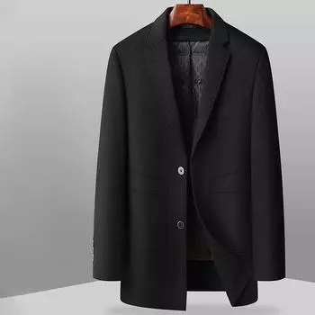 Зимнее мужское шерстяное пальто с двумя сторонами, средней и длинной длины, утолщенный костюмный воротник, съемная подкладка, шерстяное пальто для мужчин 170
