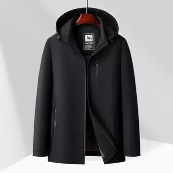 Зимнее мужское стеганое пальто средней и длинной длины с капюшоном для среднего возраста, деловая повседневная стеганая куртка для мужчин 175