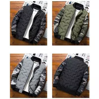 Зимнее мужское теплое хлопковое пальто, мужской модный пуховик, камуфляжная бейсбольная куртка, хлопковое пальто XXL