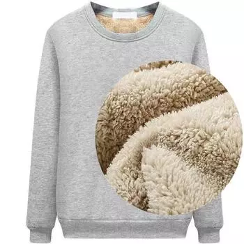 Зимнее мужское теплое нижнее белье Повседневные однотонные флисовые толстовки Шерстяная подкладка свитер Термобелье Пуловеры Топы L чёрный