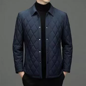Зимнее мужское тонкое хлопковое пальто среднего возраста, деловое, повседневное, с короткими лацканами, стеганая куртка в форме лин, куртка с хлопковой подкладкой M