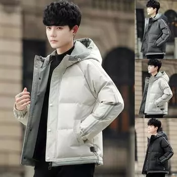 Зимнее мужское утепленное хлопковое пальто, мужская одежда больших размеров, новая модная брендовая теплая мужская верхняя одежда с капюшоном M