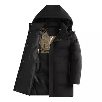 Зимнее мужское водонепроницаемое ветрозащитное пальто средней длины больших размеров, утепленная хлопковая куртка с карманами, черное золото, хлопковая куртка с капюшоном 4XL белый