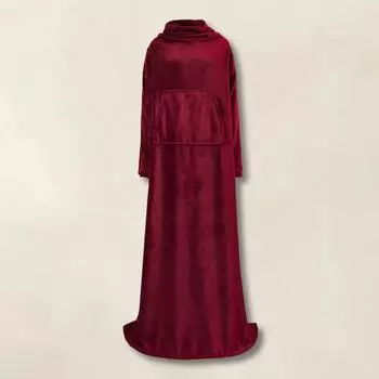 Зимнее носимое одеяло с большим карманом, антистатическое, толстое, кораллового флиса, свободное, с длинными рукавами, однотонное, сохраняющее тепло, полная защита серый