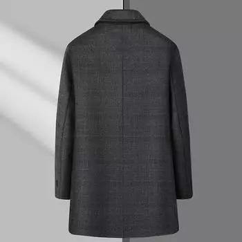 Зимнее новое мужское шерстяное пальто средней и длинной длины с клетчатыми лацканами и подкладкой из шерстяного пальто 170 темно-серого