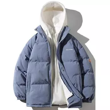 Зимнее новое пальто из хлопка 2024 года, корейское издание, утолщенное пальто с капюшоном из хлопка для мужчин M чёрный