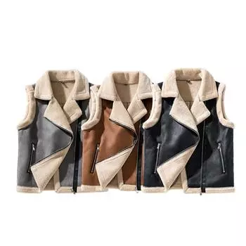 Зимнее новое пальто из овечьей шерсти, теплый жилет, мужская куртка, безрукавка, жилет, мужская мода, повседневная, утепленная жилетка M коричневый